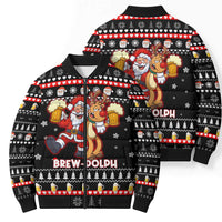 Christmas Brewdolph Reindeer Bomber Puffer Jacket Xmas Holiday Patterns - Wonder Print Shop