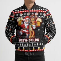Christmas Brewdolph Reindeer Bomber Puffer Jacket Xmas Holiday Patterns - Wonder Print Shop