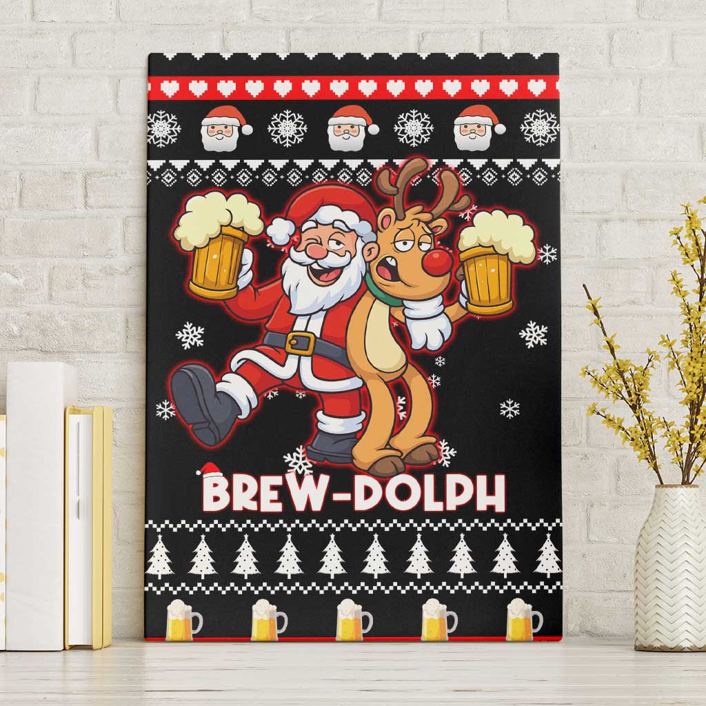 Christmas Brewdolph Reindeer Canvas Wall Art Xmas Holiday Patterns - Wonder Print Shop