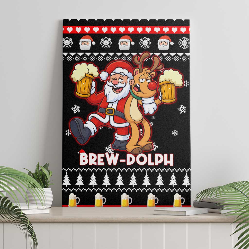 Christmas Brewdolph Reindeer Canvas Wall Art Xmas Holiday Patterns - Wonder Print Shop