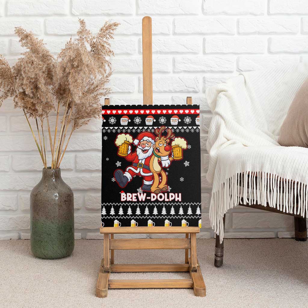 Christmas Brewdolph Reindeer Canvas Wall Art Xmas Holiday Patterns - Wonder Print Shop