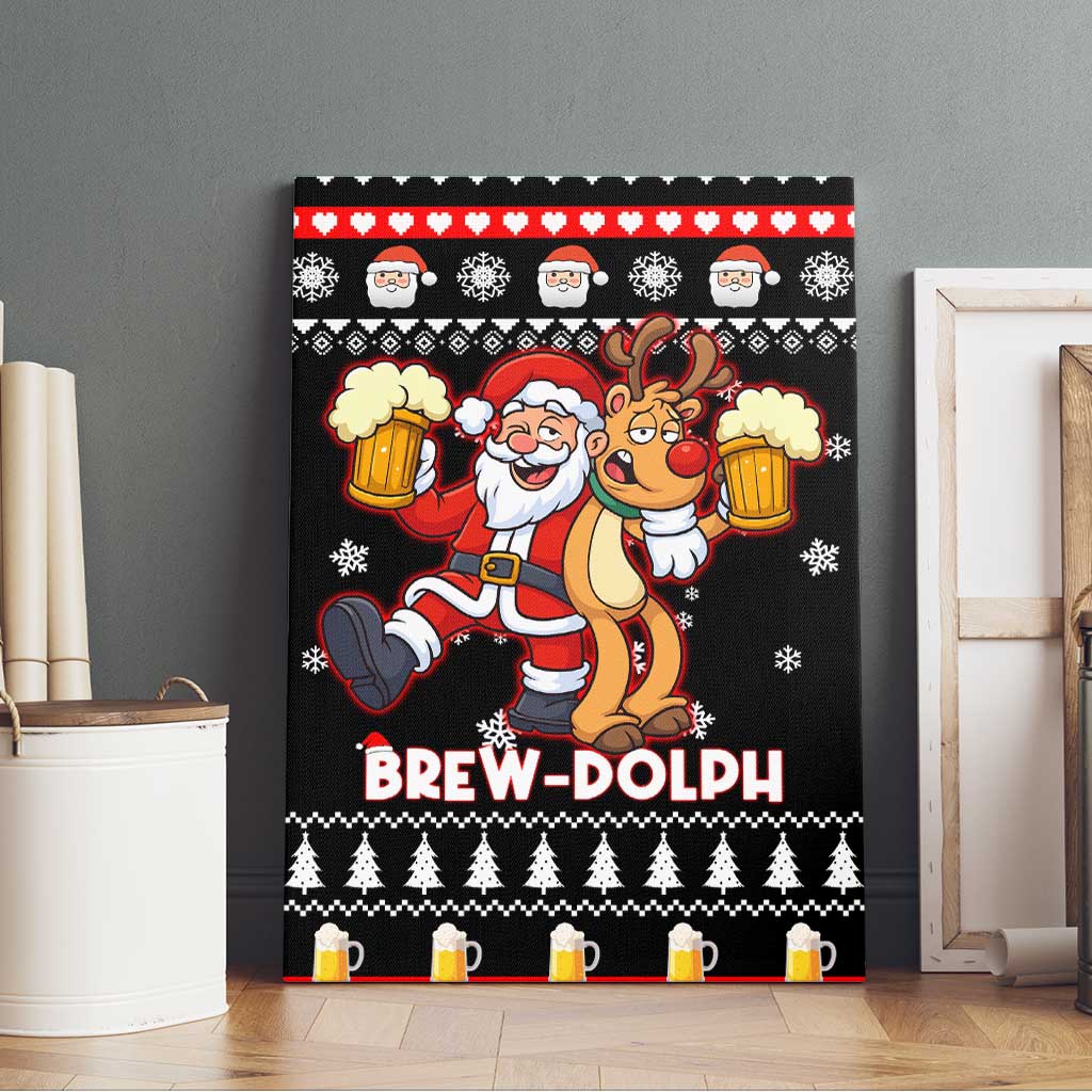 Christmas Brewdolph Reindeer Canvas Wall Art Xmas Holiday Patterns - Wonder Print Shop