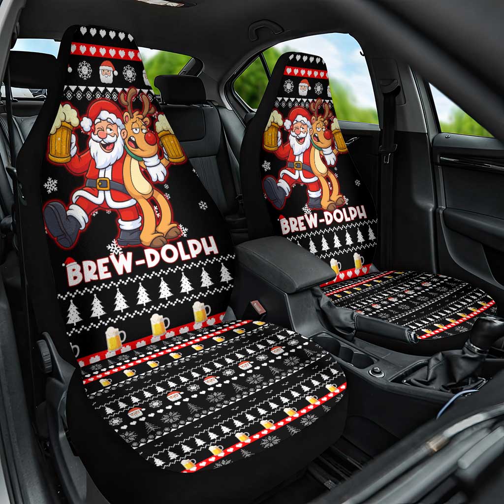 Christmas Brewdolph Reindeer Car Seat Cover Xmas Holiday Patterns - Wonder Print Shop