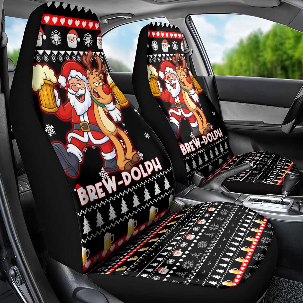 Christmas Brewdolph Reindeer Car Seat Cover Xmas Holiday Patterns - Wonder Print Shop
