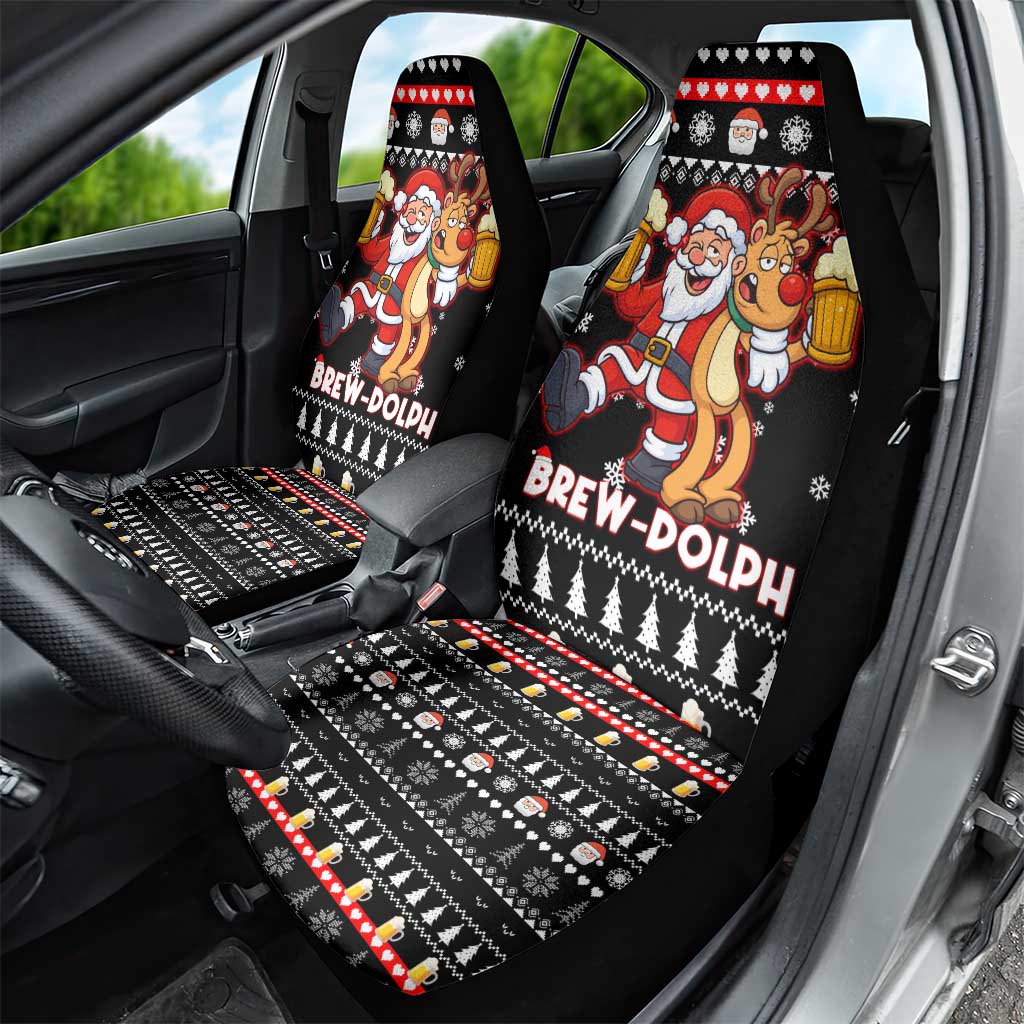 Christmas Brewdolph Reindeer Car Seat Cover Xmas Holiday Patterns - Wonder Print Shop