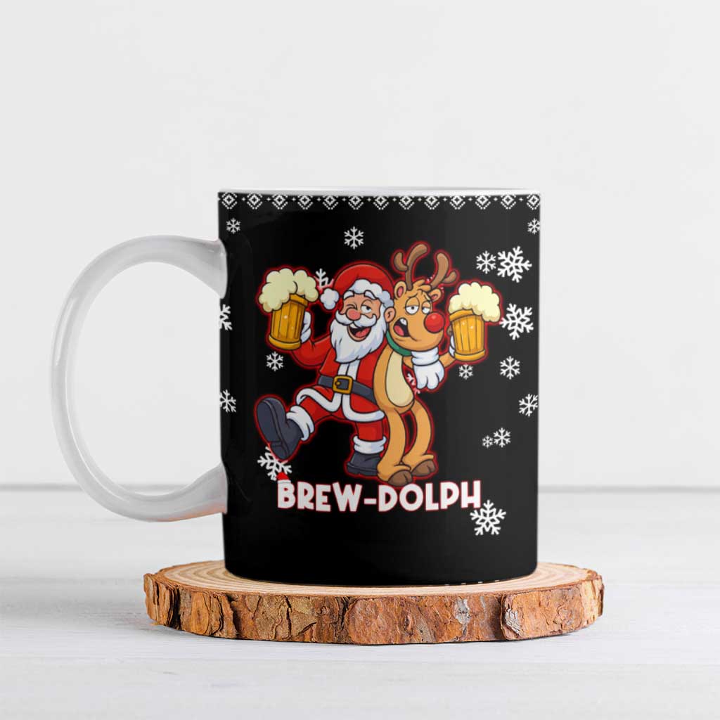 Christmas Brewdolph Reindeer Ceramic Mug Xmas Holiday Patterns - Wonder Print Shop