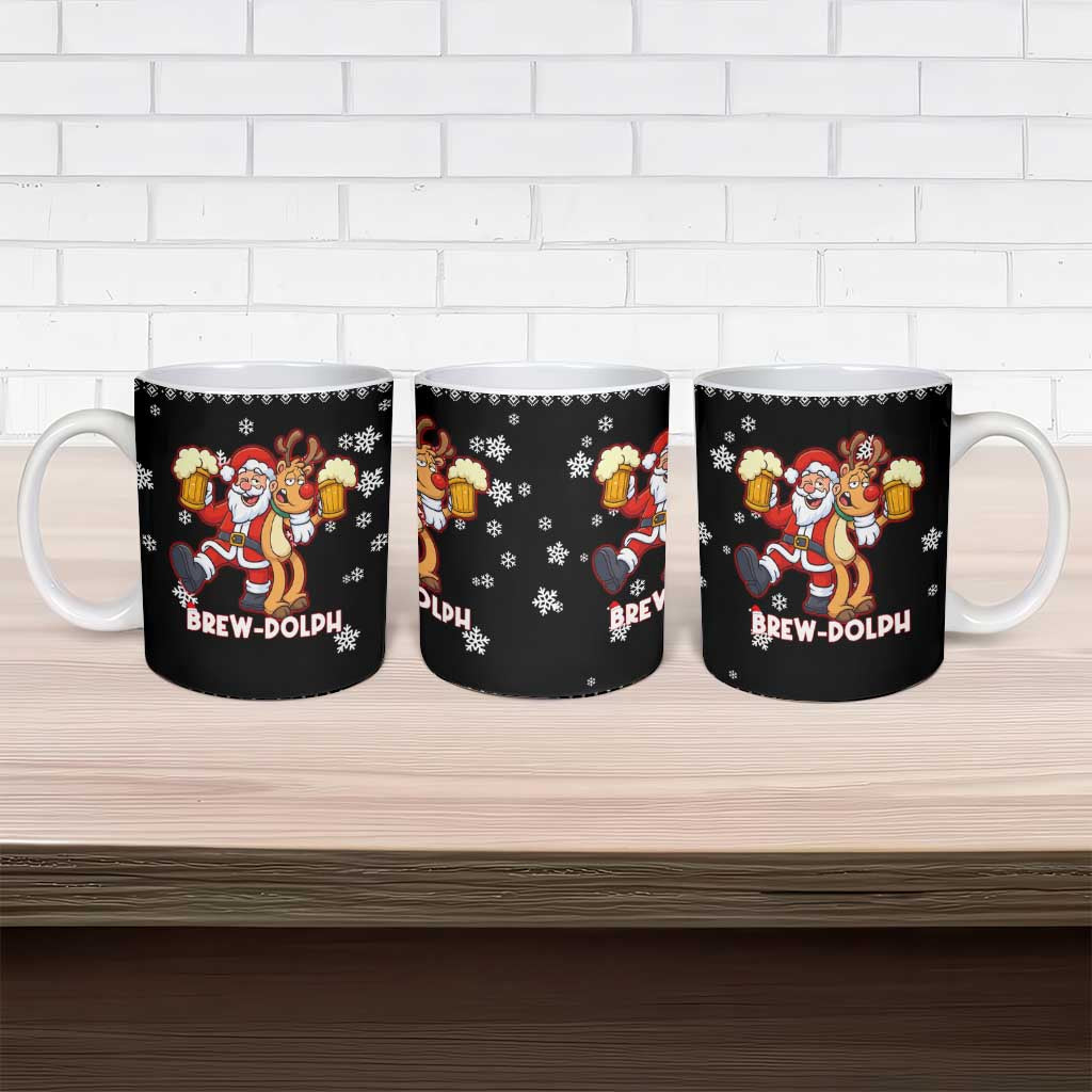 Christmas Brewdolph Reindeer Ceramic Mug Xmas Holiday Patterns - Wonder Print Shop