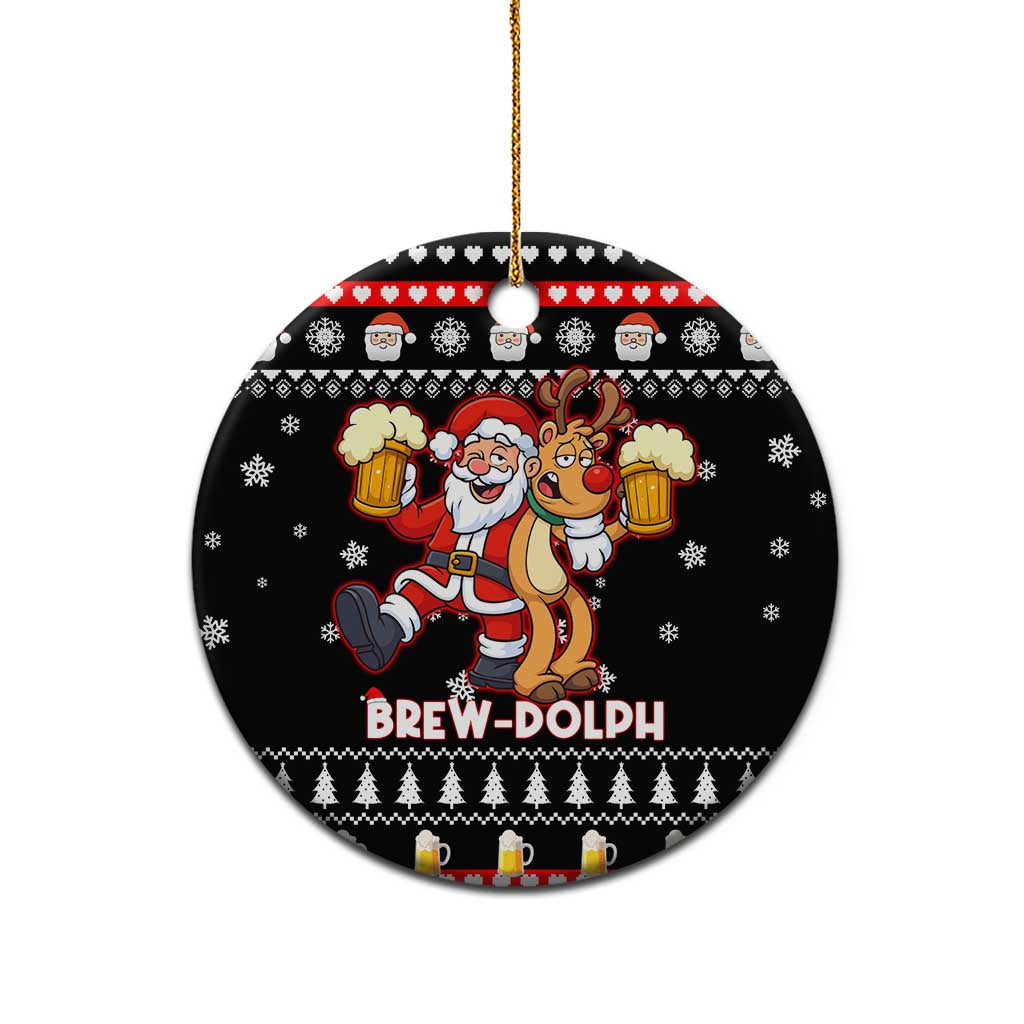 Christmas Brewdolph Reindeer Ceramic Ornament Xmas Holiday Patterns - Wonder Print Shop