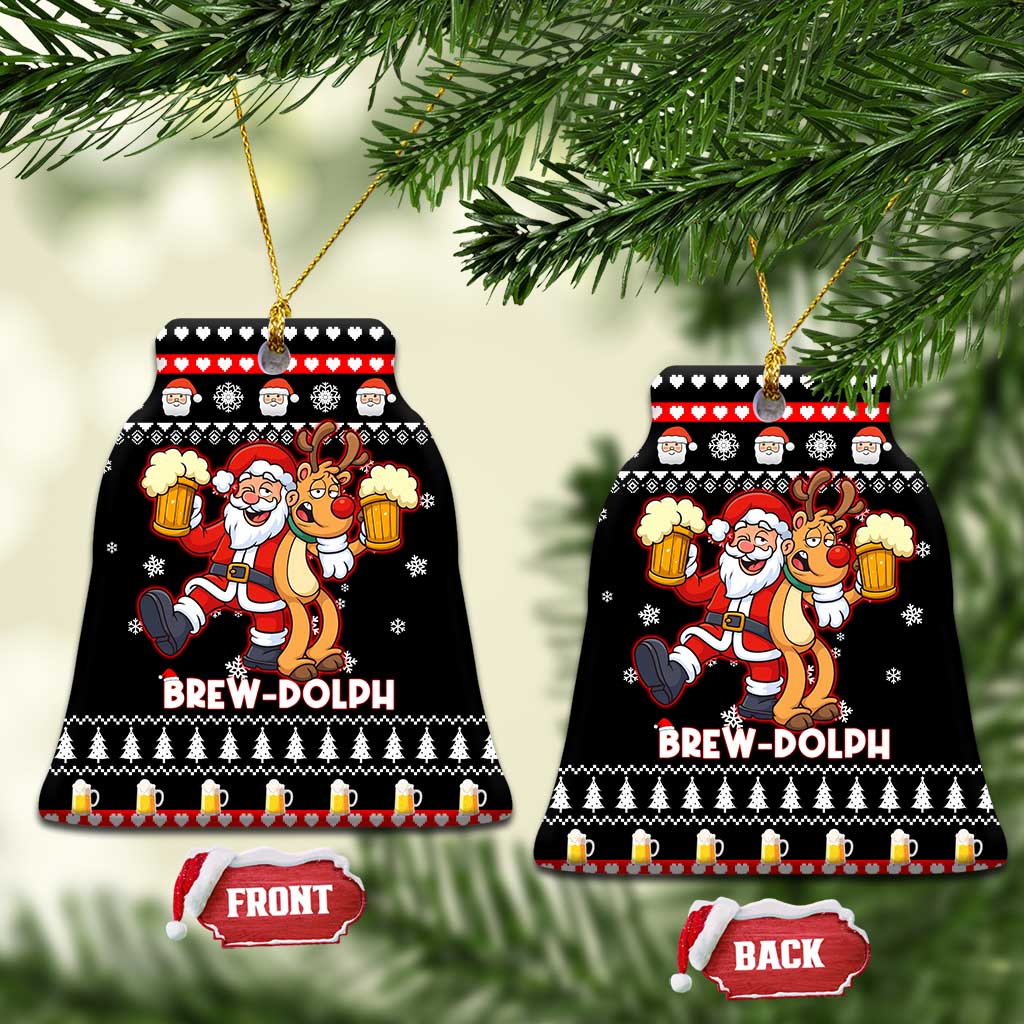 Christmas Brewdolph Reindeer Ceramic Ornament Xmas Holiday Patterns - Wonder Print Shop