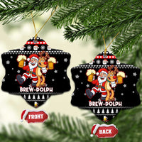Christmas Brewdolph Reindeer Ceramic Ornament Xmas Holiday Patterns - Wonder Print Shop