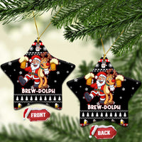 Christmas Brewdolph Reindeer Ceramic Ornament Xmas Holiday Patterns - Wonder Print Shop