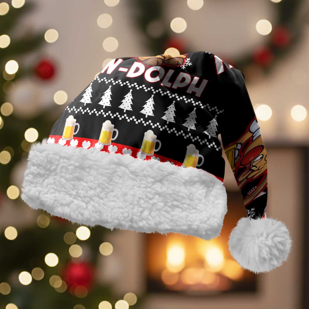 Christmas Brewdolph Reindeer Christmas Santa Hat Xmas Holiday Patterns - Wonder Print Shop
