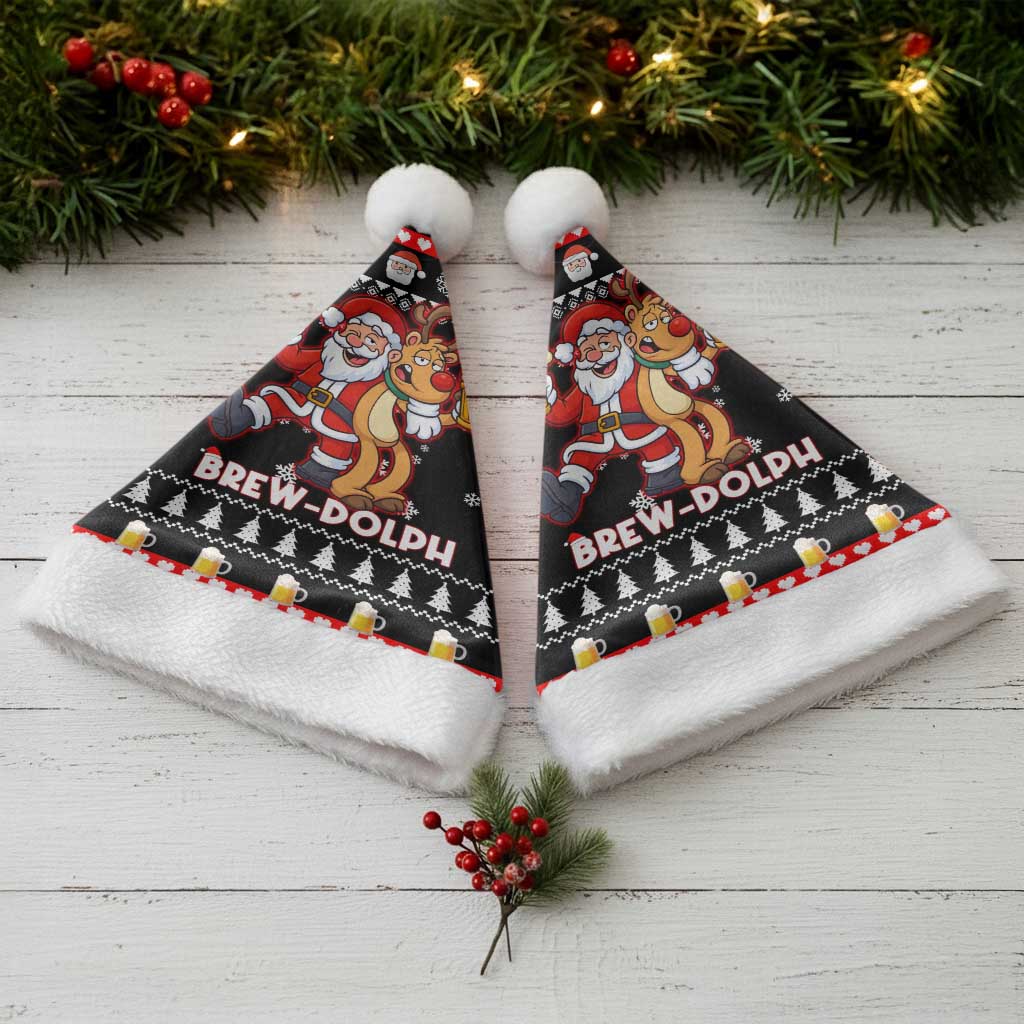 Christmas Brewdolph Reindeer Christmas Santa Hat Xmas Holiday Patterns - Wonder Print Shop