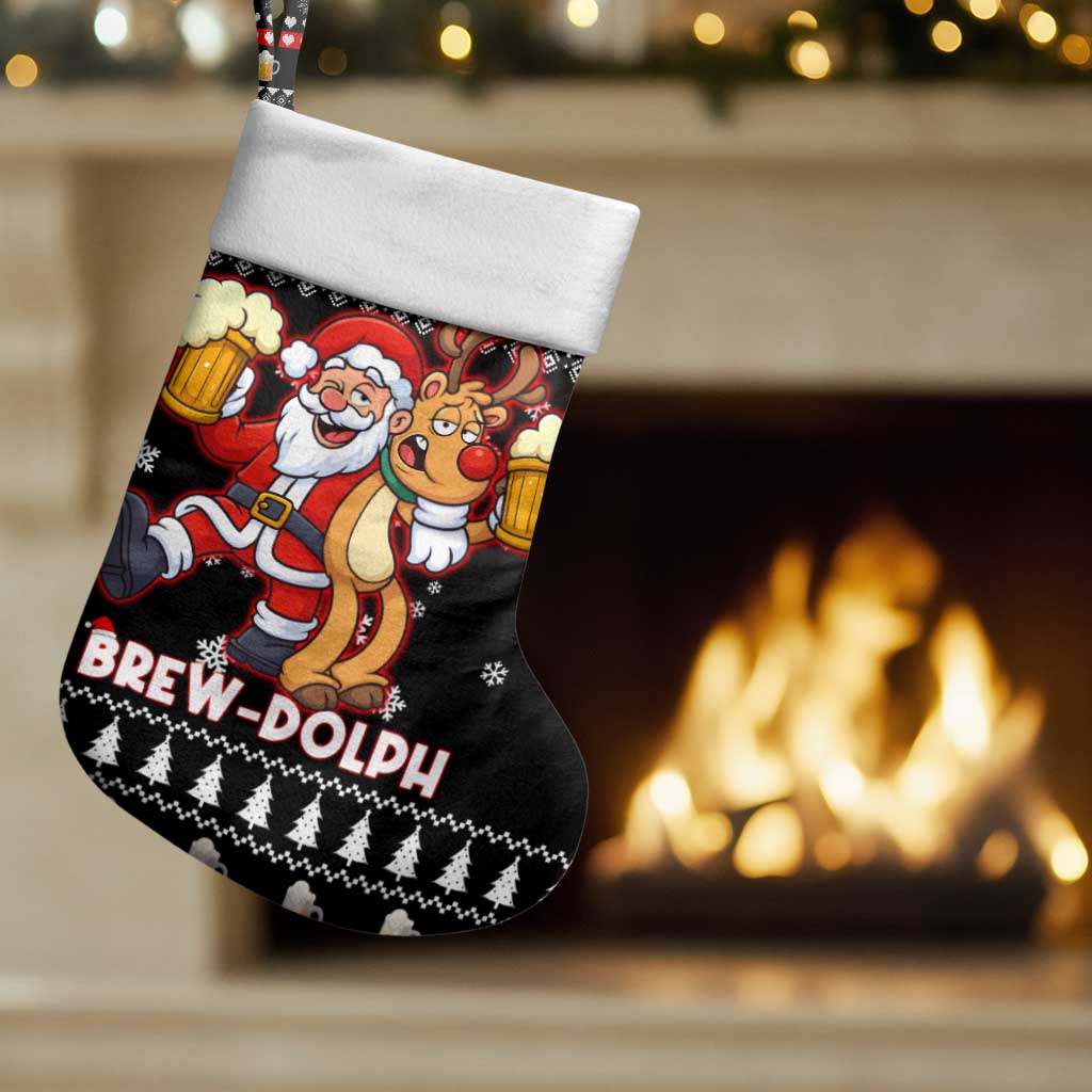 Christmas Brewdolph Reindeer Christmas Stocking Xmas Holiday Patterns - Wonder Print Shop