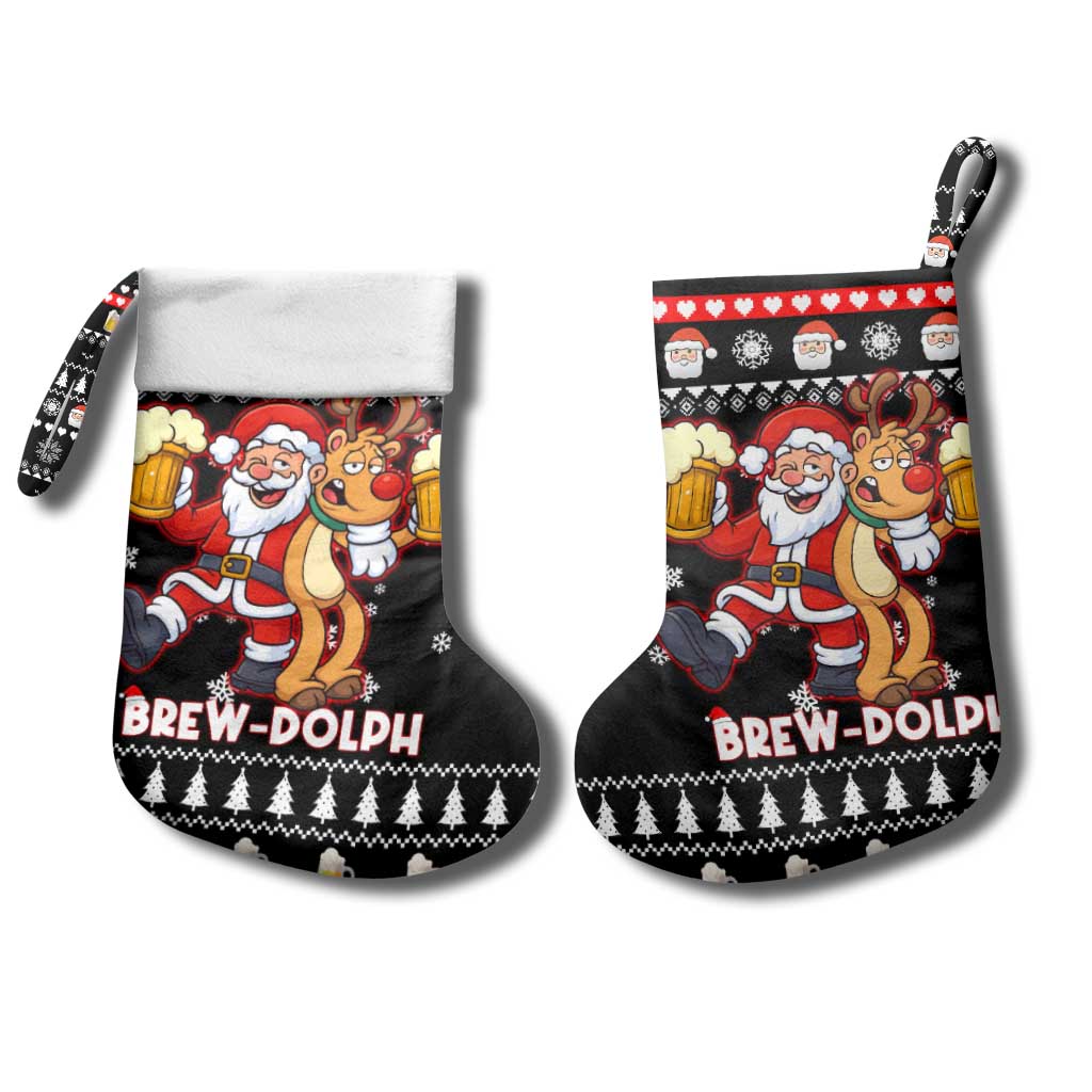 Christmas Brewdolph Reindeer Christmas Stocking Xmas Holiday Patterns - Wonder Print Shop