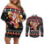 Christmas Brewdolph Reindeer Couples Matching Off Shoulder Short Dress and Long Sleeve Button Shirt Xmas Holiday Patterns - Wonder Print Shop