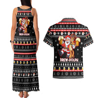 Christmas Brewdolph Reindeer Couples Matching Tank Maxi Dress and Hawaiian Shirt Xmas Holiday Patterns - Wonder Print Shop