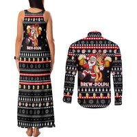 Christmas Brewdolph Reindeer Couples Matching Tank Maxi Dress and Long Sleeve Button Shirt Xmas Holiday Patterns - Wonder Print Shop