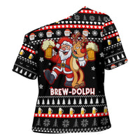 Christmas Brewdolph Reindeer Cross Shoulder Shirt Xmas Holiday Patterns - Wonder Print Shop