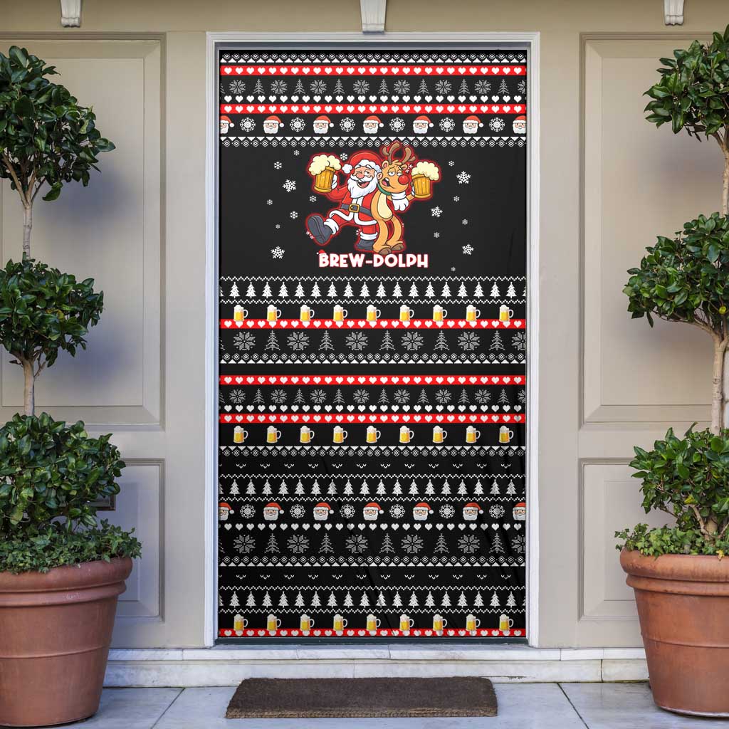 Christmas Brewdolph Reindeer Door Cover Xmas Holiday Patterns - Wonder Print Shop