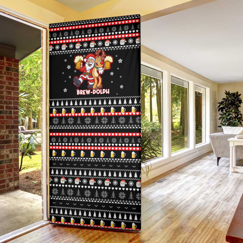 Christmas Brewdolph Reindeer Door Cover Xmas Holiday Patterns - Wonder Print Shop