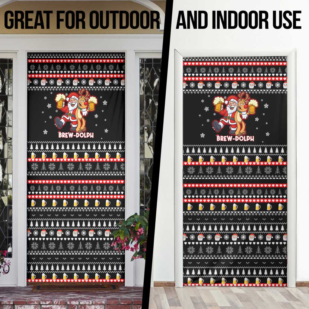 Christmas Brewdolph Reindeer Door Cover Xmas Holiday Patterns - Wonder Print Shop