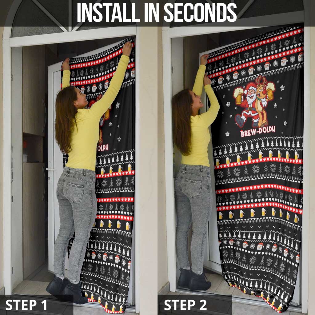 Christmas Brewdolph Reindeer Door Cover Xmas Holiday Patterns - Wonder Print Shop