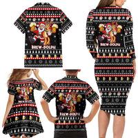 Christmas Brewdolph Reindeer Family Matching Long Sleeve Bodycon Dress and Hawaiian Shirt Xmas Holiday Patterns - Wonder Print Shop