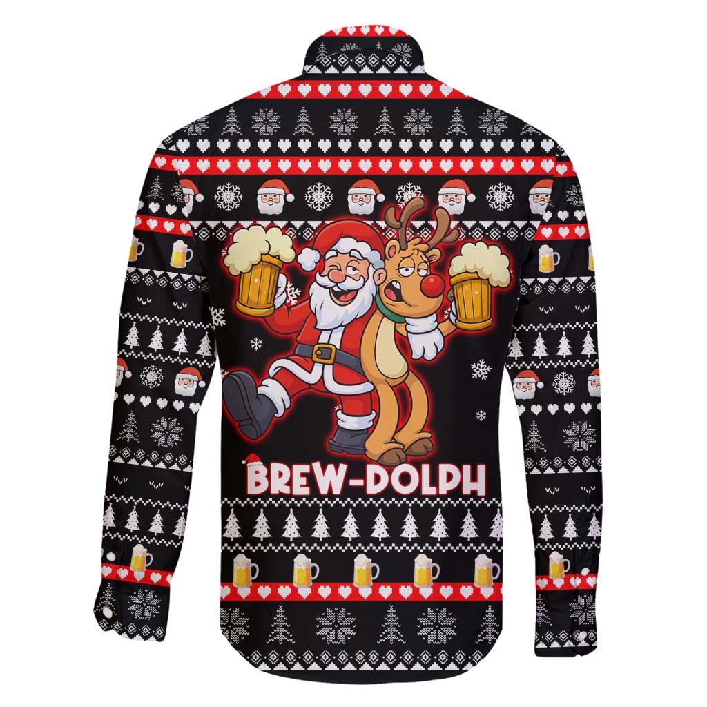 Christmas Brewdolph Reindeer Family Matching Long Sleeve Bodycon Dress and Hawaiian Shirt Xmas Holiday Patterns - Wonder Print Shop
