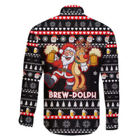 Christmas Brewdolph Reindeer Family Matching Long Sleeve Bodycon Dress and Hawaiian Shirt Xmas Holiday Patterns - Wonder Print Shop