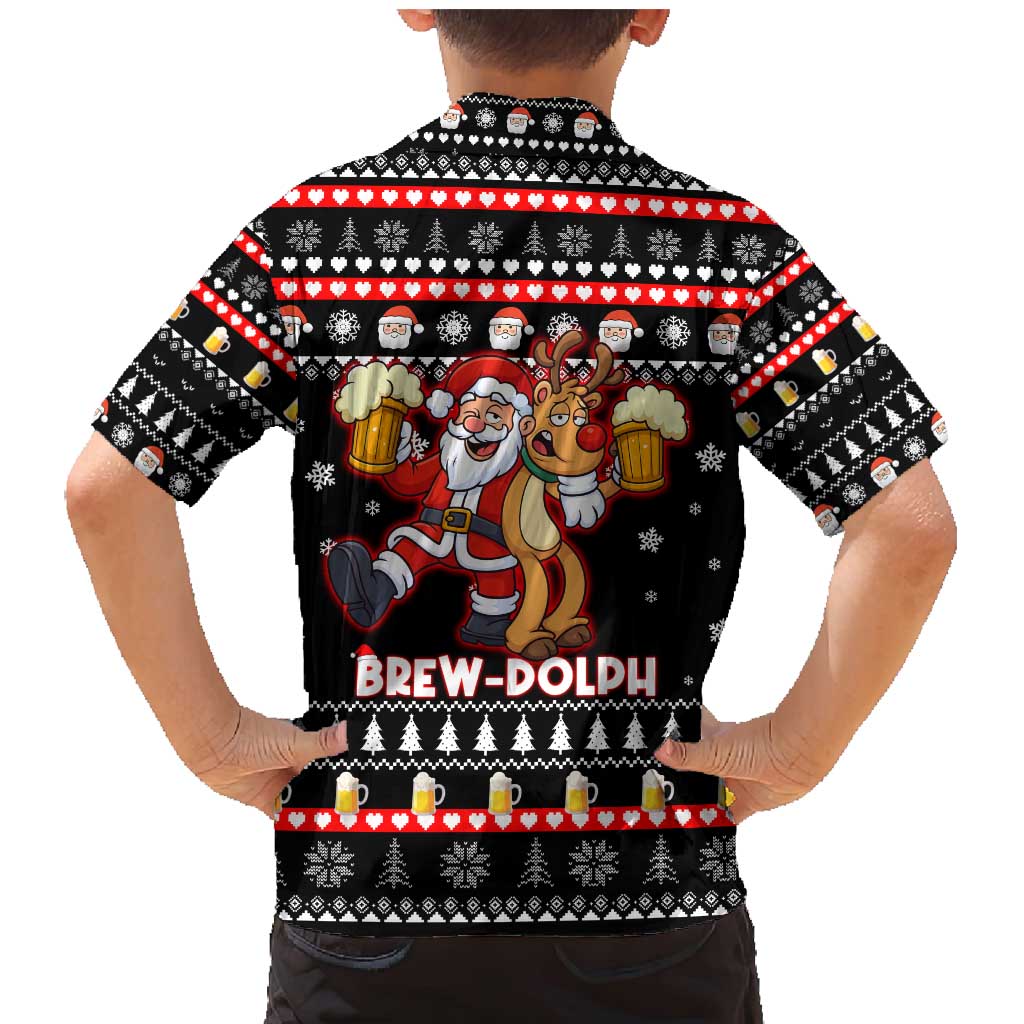 Christmas Brewdolph Reindeer Family Matching Mermaid Dress and Hawaiian Shirt Xmas Holiday Patterns - Wonder Print Shop
