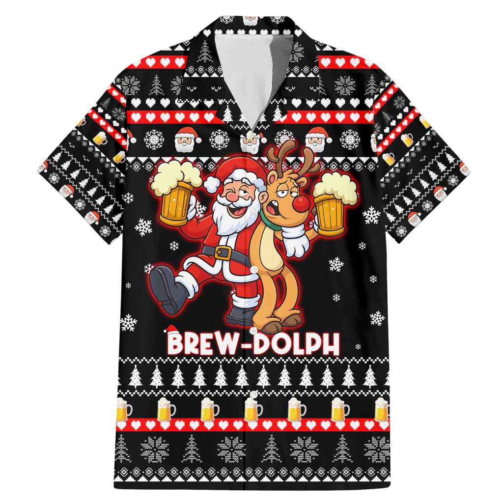 Christmas Brewdolph Reindeer Family Matching Mermaid Dress and Hawaiian Shirt Xmas Holiday Patterns - Wonder Print Shop