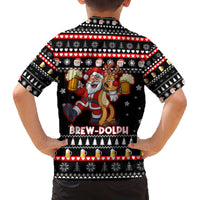 Christmas Brewdolph Reindeer Family Matching Off The Shoulder Long Sleeve Dress and Hawaiian Shirt Xmas Holiday Patterns - Wonder Print Shop