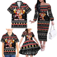 Christmas Brewdolph Reindeer Family Matching Off The Shoulder Long Sleeve Dress and Hawaiian Shirt Xmas Holiday Patterns - Wonder Print Shop