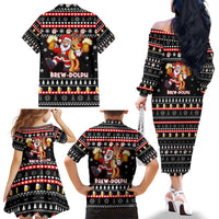 Christmas Brewdolph Reindeer Family Matching Off The Shoulder Long Sleeve Dress and Hawaiian Shirt Xmas Holiday Patterns - Wonder Print Shop