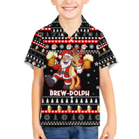Christmas Brewdolph Reindeer Family Matching Off The Shoulder Long Sleeve Dress and Hawaiian Shirt Xmas Holiday Patterns - Wonder Print Shop