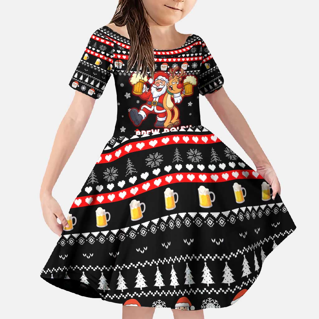Christmas Brewdolph Reindeer Family Matching Off Shoulder Maxi Dress and Hawaiian Shirt Xmas Holiday Patterns - Wonder Print Shop