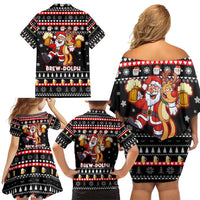 Christmas Brewdolph Reindeer Family Matching Off Shoulder Short Dress and Hawaiian Shirt Xmas Holiday Patterns - Wonder Print Shop