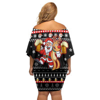 Christmas Brewdolph Reindeer Family Matching Off Shoulder Short Dress and Hawaiian Shirt Xmas Holiday Patterns - Wonder Print Shop