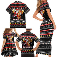 Christmas Brewdolph Reindeer Family Matching Short Sleeve Bodycon Dress and Hawaiian Shirt Xmas Holiday Patterns - Wonder Print Shop