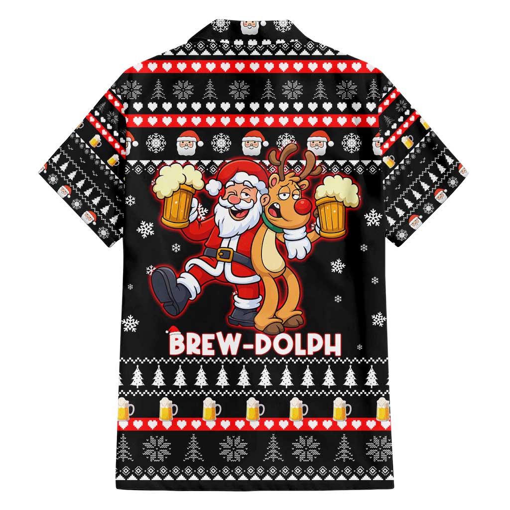Christmas Brewdolph Reindeer Family Matching Short Sleeve Bodycon Dress and Hawaiian Shirt Xmas Holiday Patterns - Wonder Print Shop