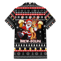 Christmas Brewdolph Reindeer Family Matching Short Sleeve Bodycon Dress and Hawaiian Shirt Xmas Holiday Patterns - Wonder Print Shop