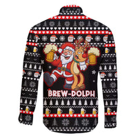 Christmas Brewdolph Reindeer Family Matching Short Sleeve Bodycon Dress and Hawaiian Shirt Xmas Holiday Patterns - Wonder Print Shop