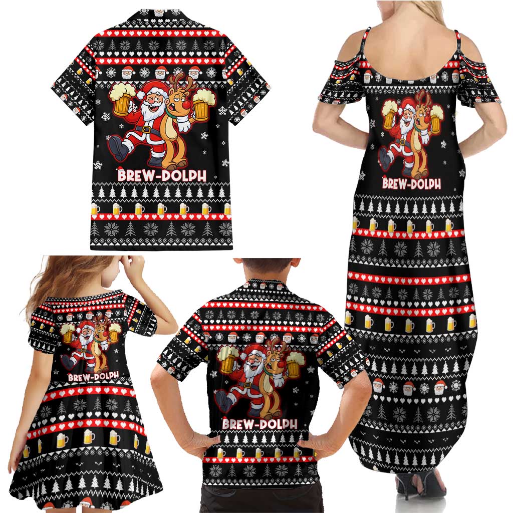 Christmas Brewdolph Reindeer Family Matching Summer Maxi Dress and Hawaiian Shirt Xmas Holiday Patterns - Wonder Print Shop