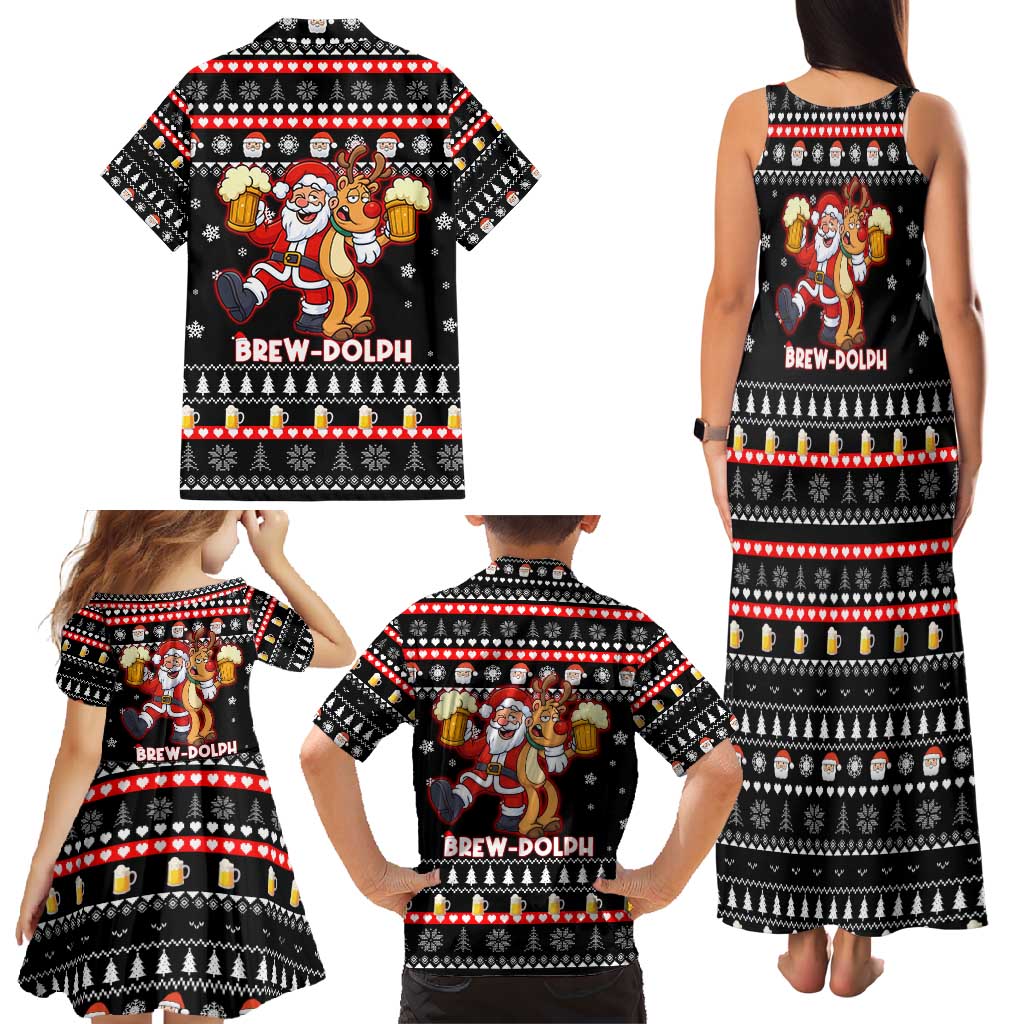Christmas Brewdolph Reindeer Family Matching Tank Maxi Dress and Hawaiian Shirt Xmas Holiday Patterns - Wonder Print Shop