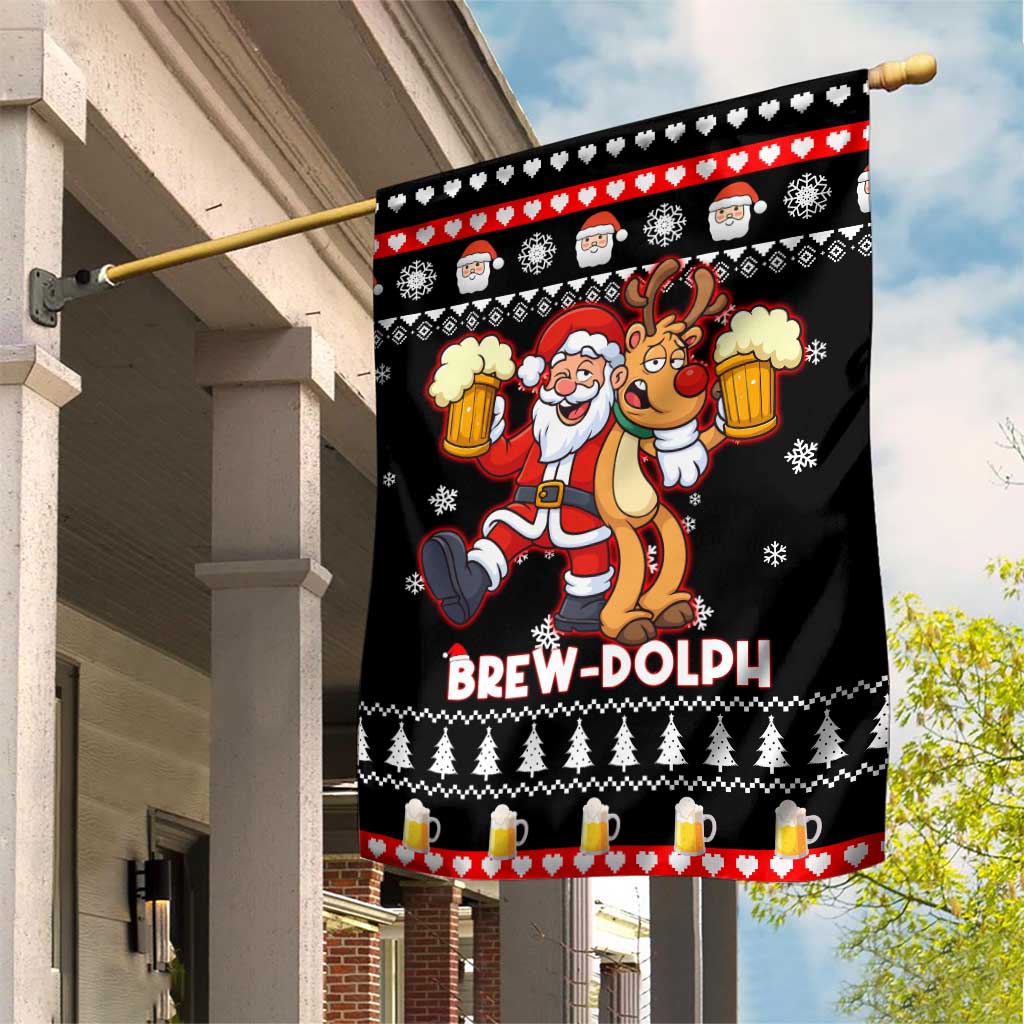 Christmas Brewdolph Reindeer Garden Flag Xmas Holiday Patterns - Wonder Print Shop