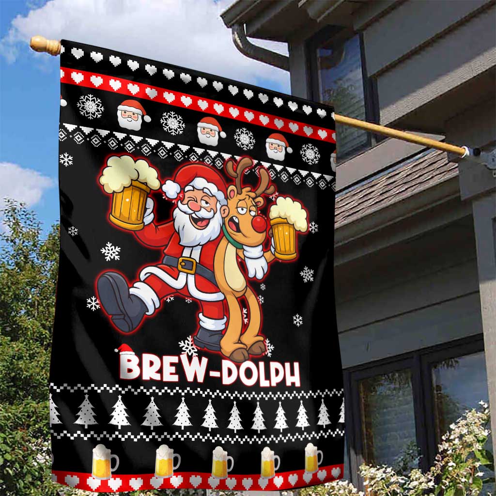 Christmas Brewdolph Reindeer Garden Flag Xmas Holiday Patterns - Wonder Print Shop