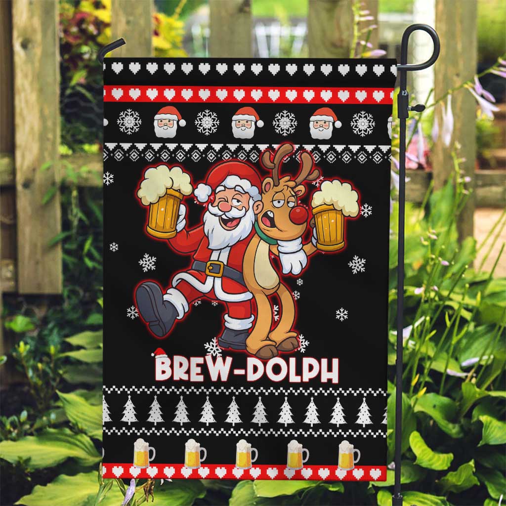 Christmas Brewdolph Reindeer Garden Flag Xmas Holiday Patterns - Wonder Print Shop