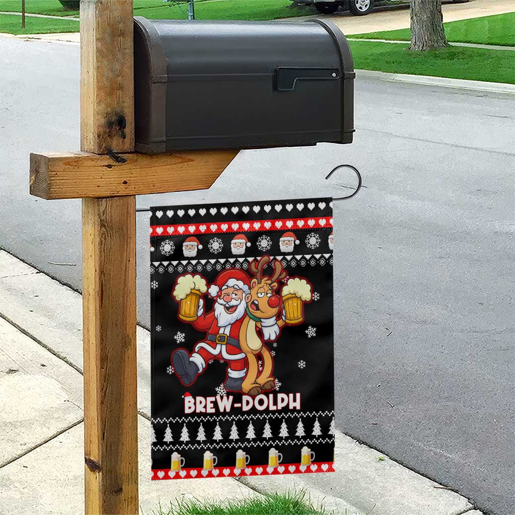 Christmas Brewdolph Reindeer Garden Flag Xmas Holiday Patterns - Wonder Print Shop