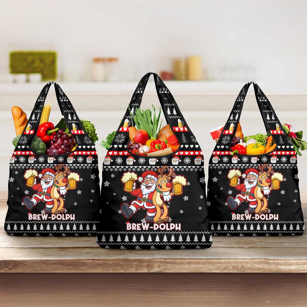 Christmas Brewdolph Reindeer Grocery Bag Xmas Holiday Patterns - Wonder Print Shop